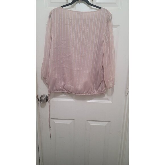 BANANA REPUBLIC WOMEN'S LONG SLEEVE METALLIC BROWN GOLD/SILVE STRAP TIE ON THE S - Picture 3 of 10